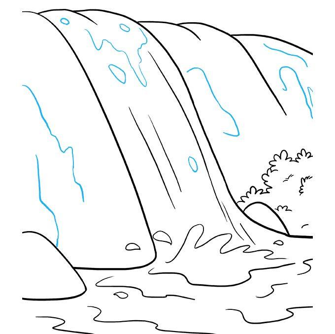 如何画瀑布简笔画