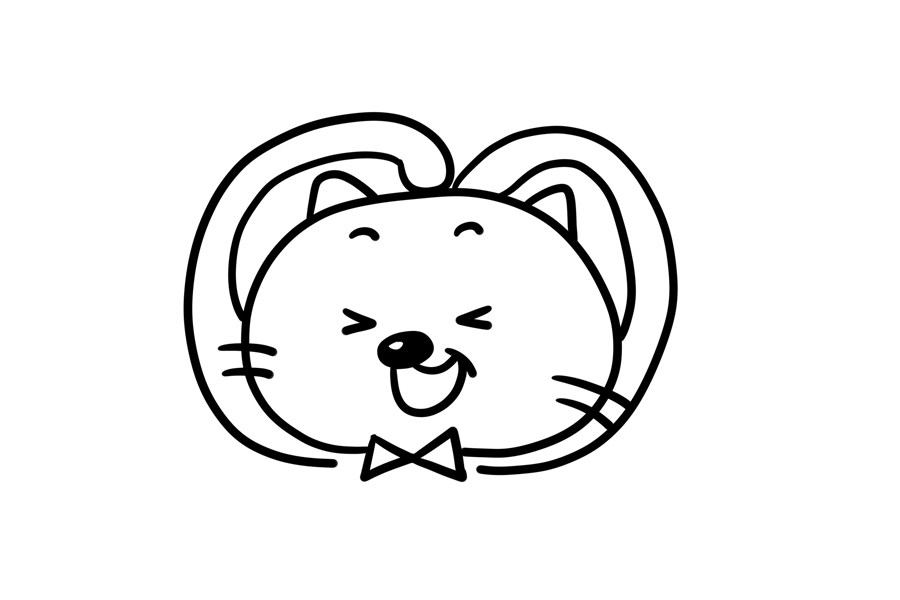 表白的小猫简笔画步骤
