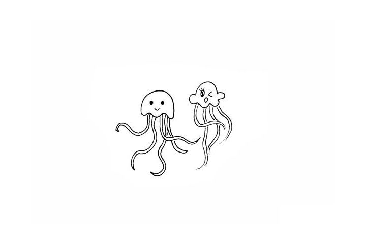 简单的水母简笔画画法教程