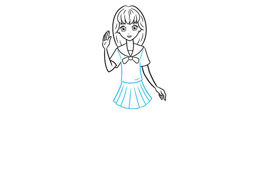 如何画一个动漫女学生