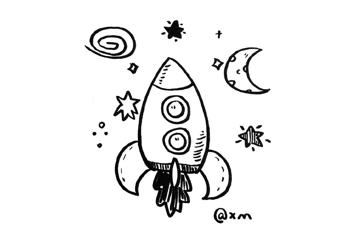 星河璀璨 一组关于外太空的简笔画图片