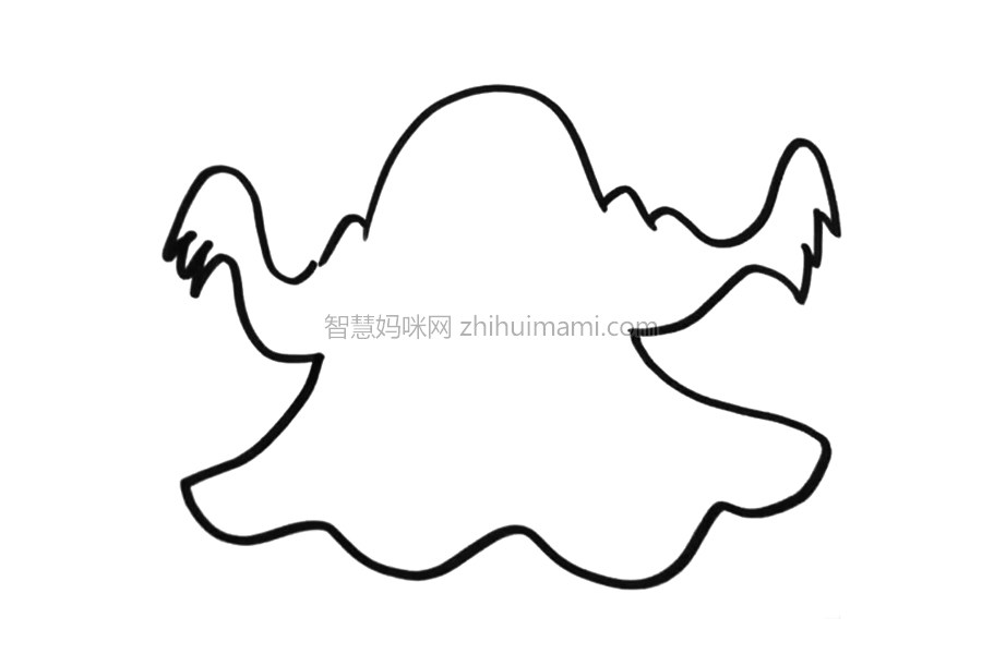 万圣节幽灵简笔画画法步骤