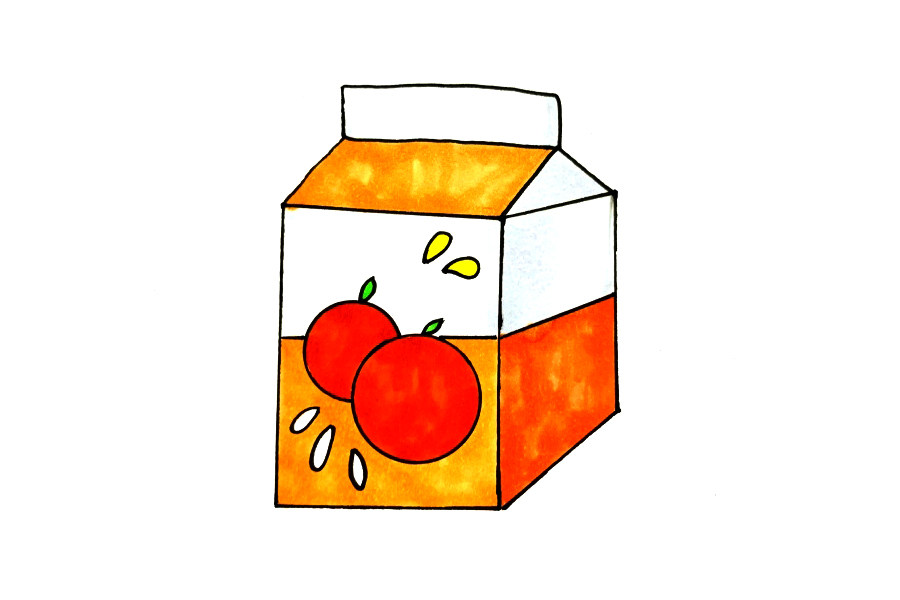 盒装橙汁怎么画