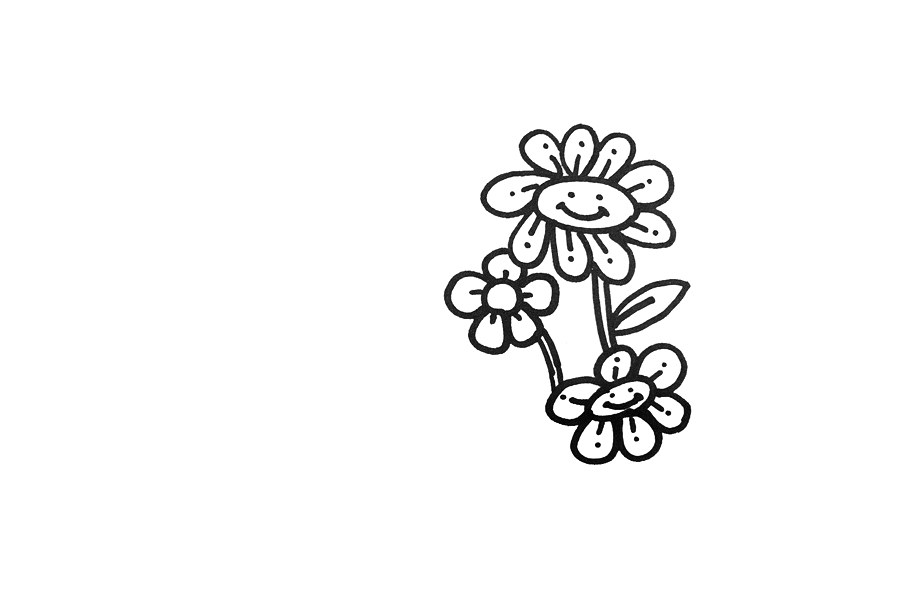 漂亮的花圃风景简笔画画法