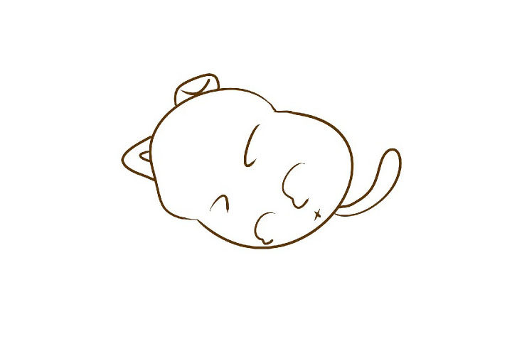 开心大笑的小猫简笔画画法