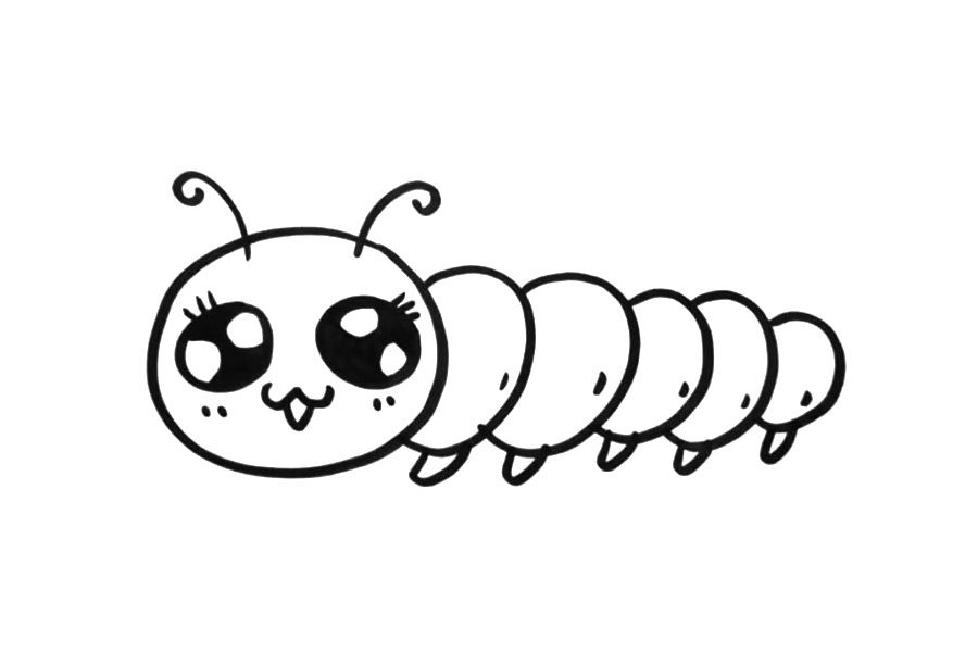 一步一步学画可爱毛毛虫简笔画画法