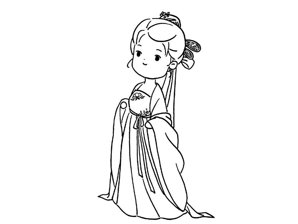 古风小姑娘简笔画教程