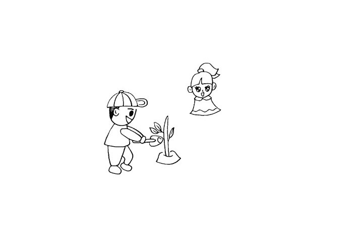一起来植树吧植树节简笔画教程