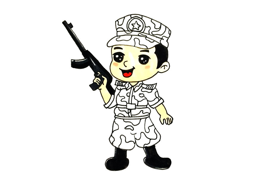 特种兵简笔画步骤