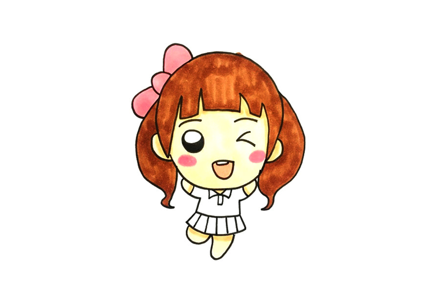 调皮可爱的小女孩简笔画教程