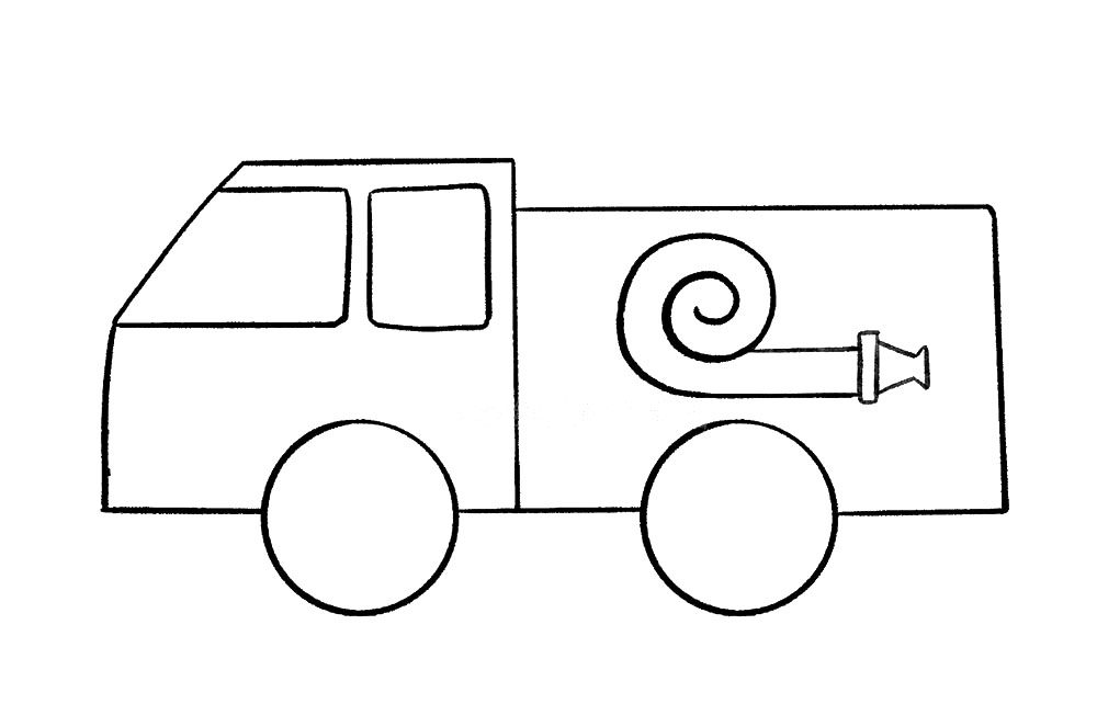 学画消防车简笔画