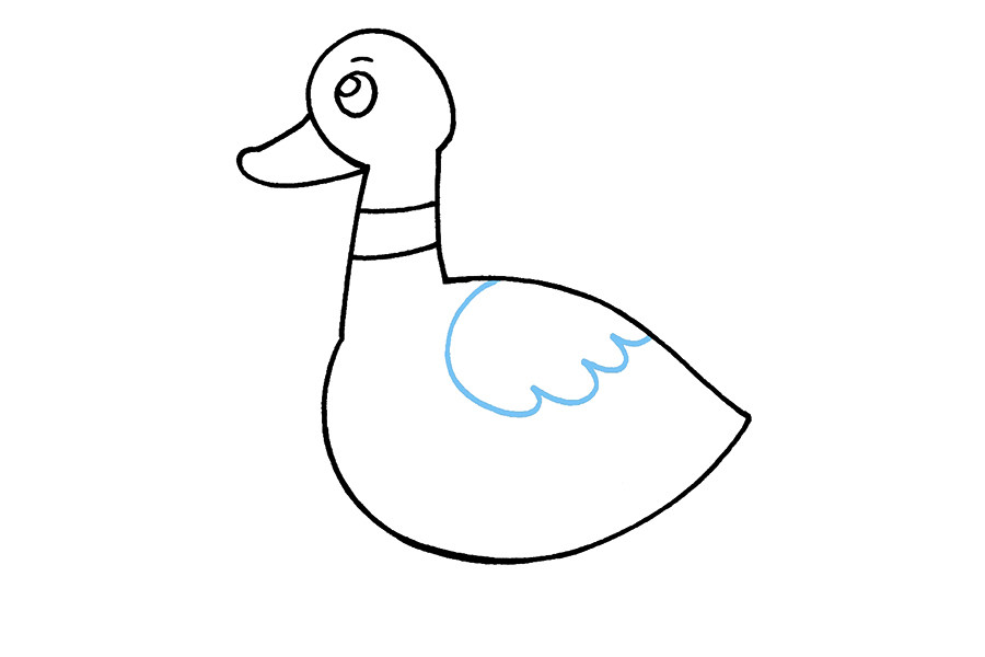 简单的卡通风格鸭子简笔画画法