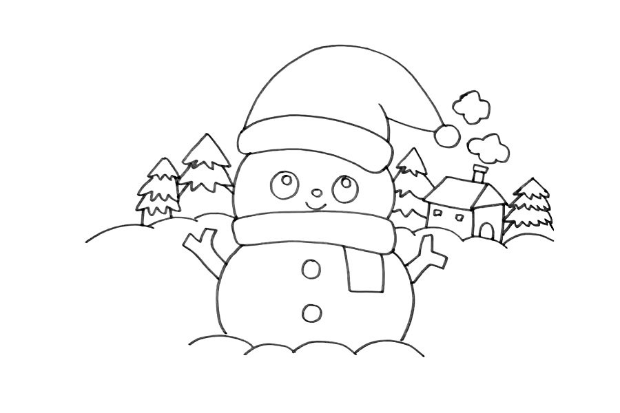 冬天雪人简笔画怎么画