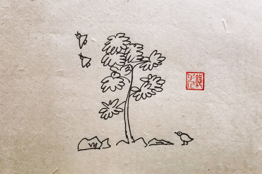 生机勃勃春天风景简笔画图片