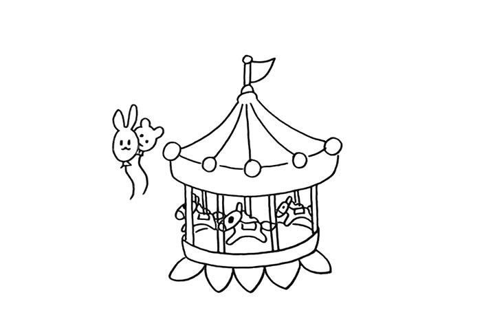 旋转木马简笔画教程