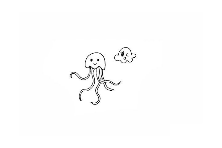 简单的水母简笔画画法教程
