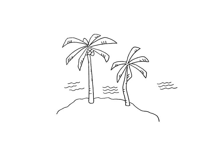 椰岛简笔画画法步骤
