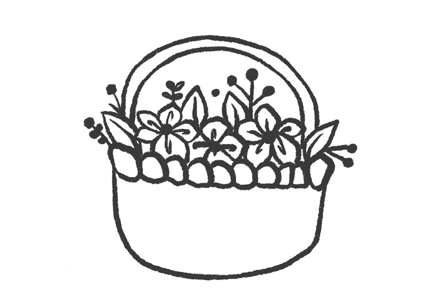 一篮小花简笔画画法步骤