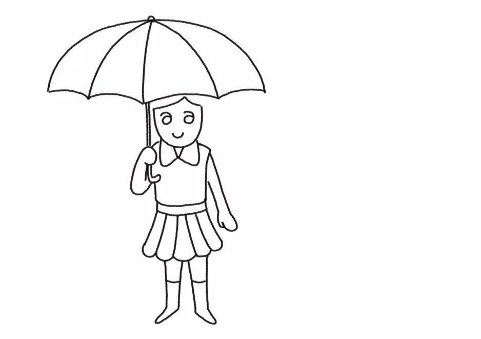 下雨天妈妈和我简笔画