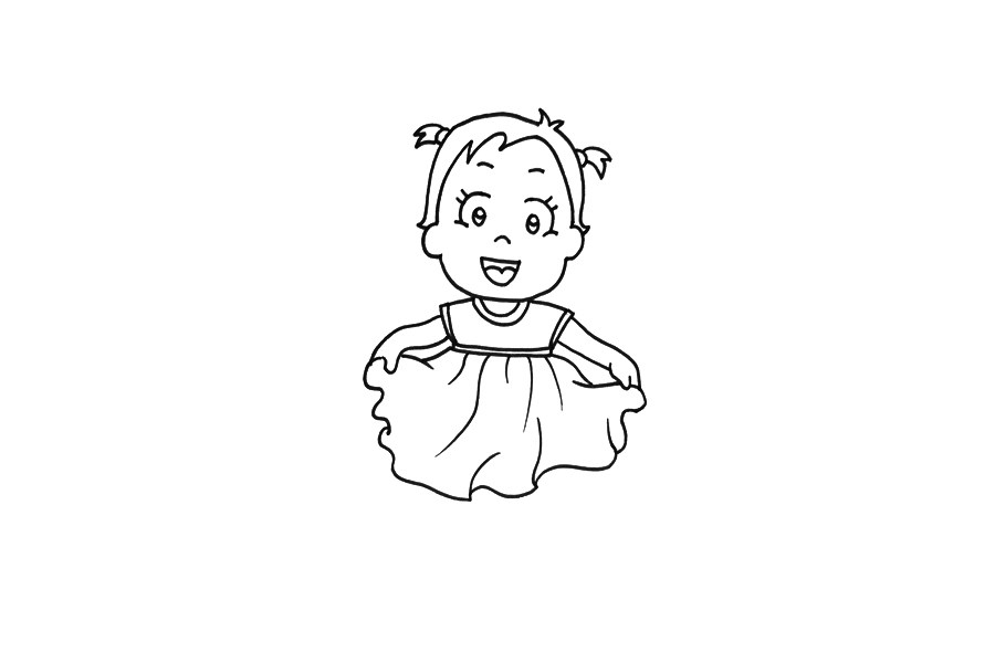 穿漂亮裙子的小女孩简笔画教程