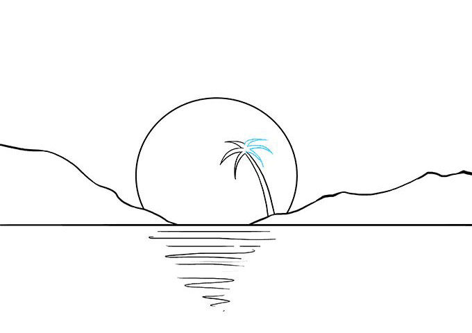 海上日落风景怎么画