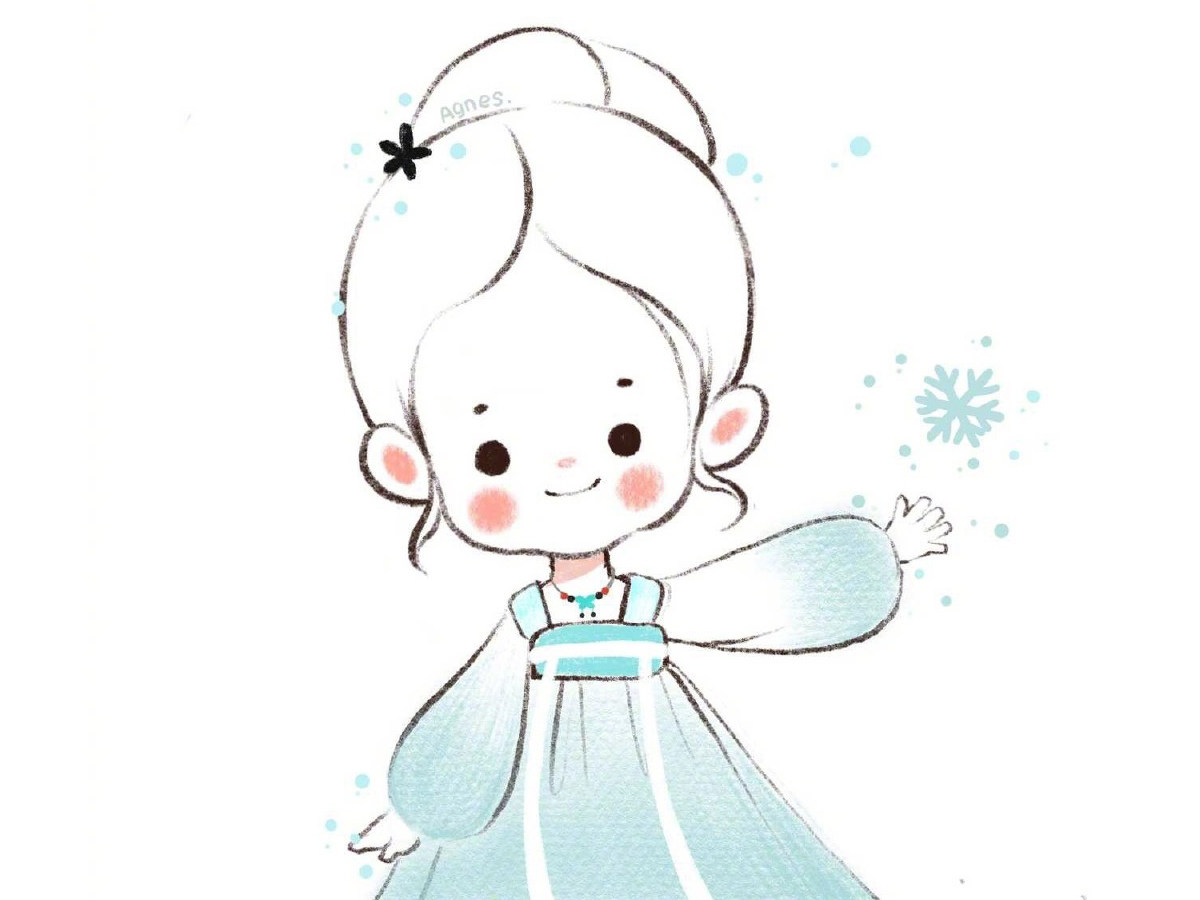 一组可爱的小女孩简笔画图片