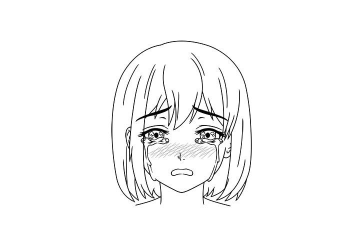 画短发女孩漫画-害怕表情的画法