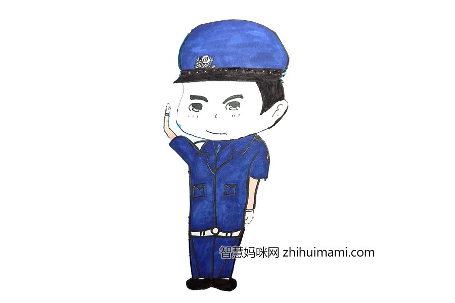 三张卡通警察简笔画图片