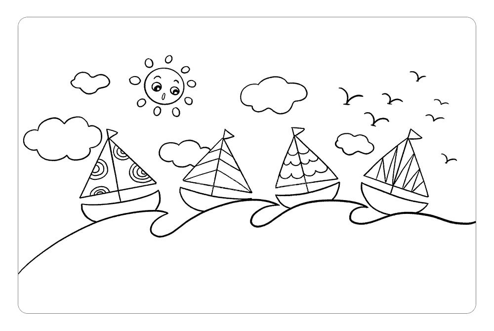 五彩的帆船简笔画
