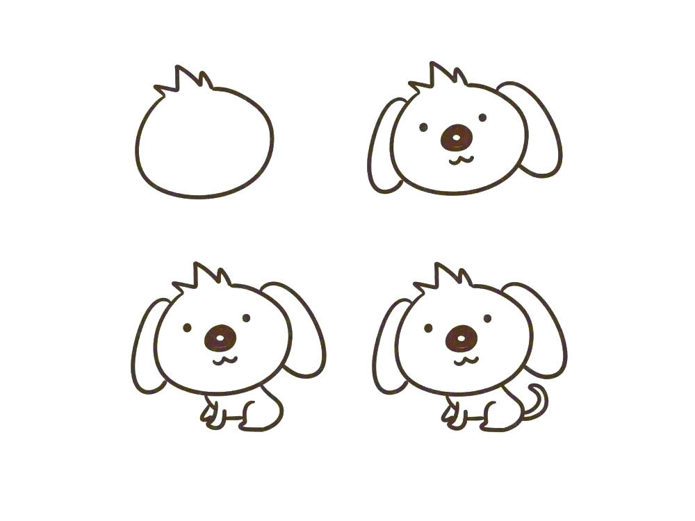 一组可爱的狗狗简笔画教程