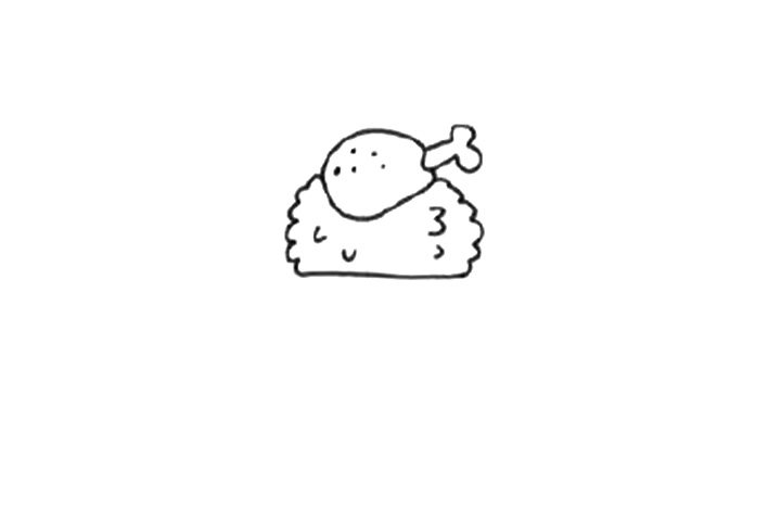 鸡腿饭的简笔画步骤