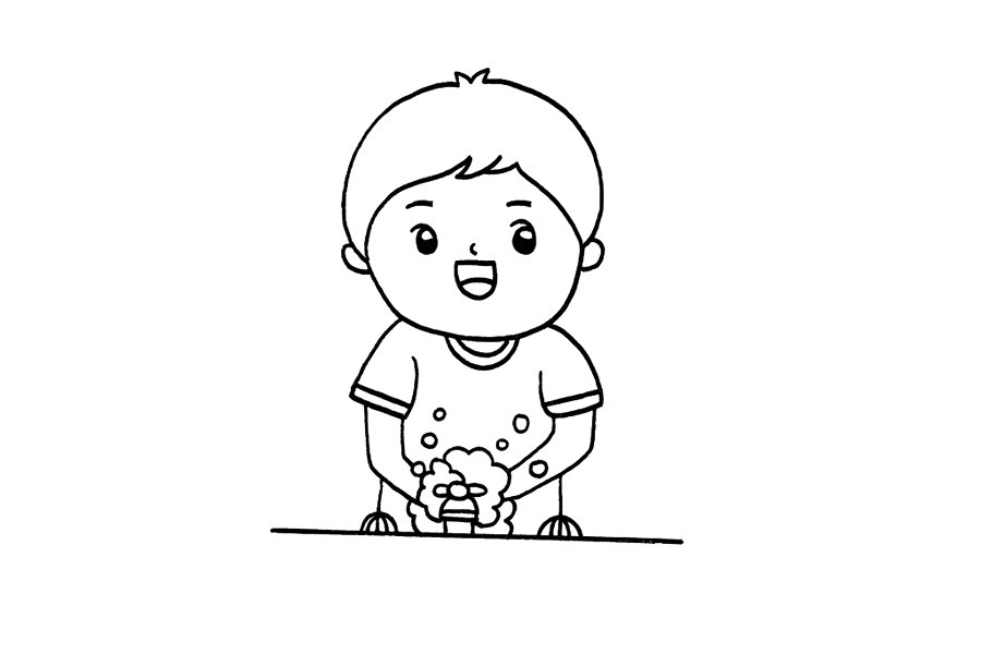 洗手的小男孩简笔画 勤洗手简笔画