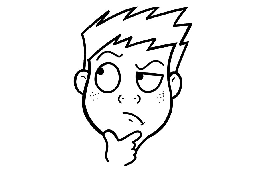 学画卡通面部表情：思考、计算