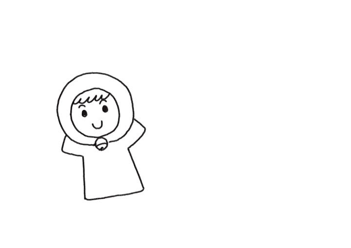 小女孩堆雪人简笔画画法步骤