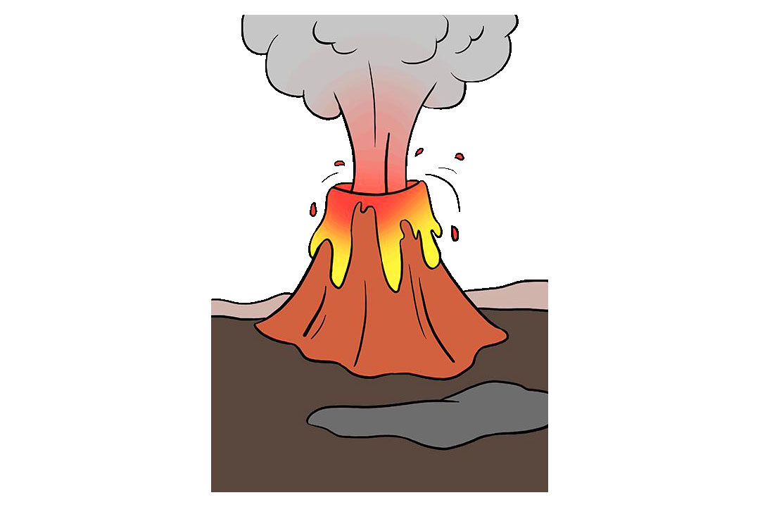 火山喷发怎么画
