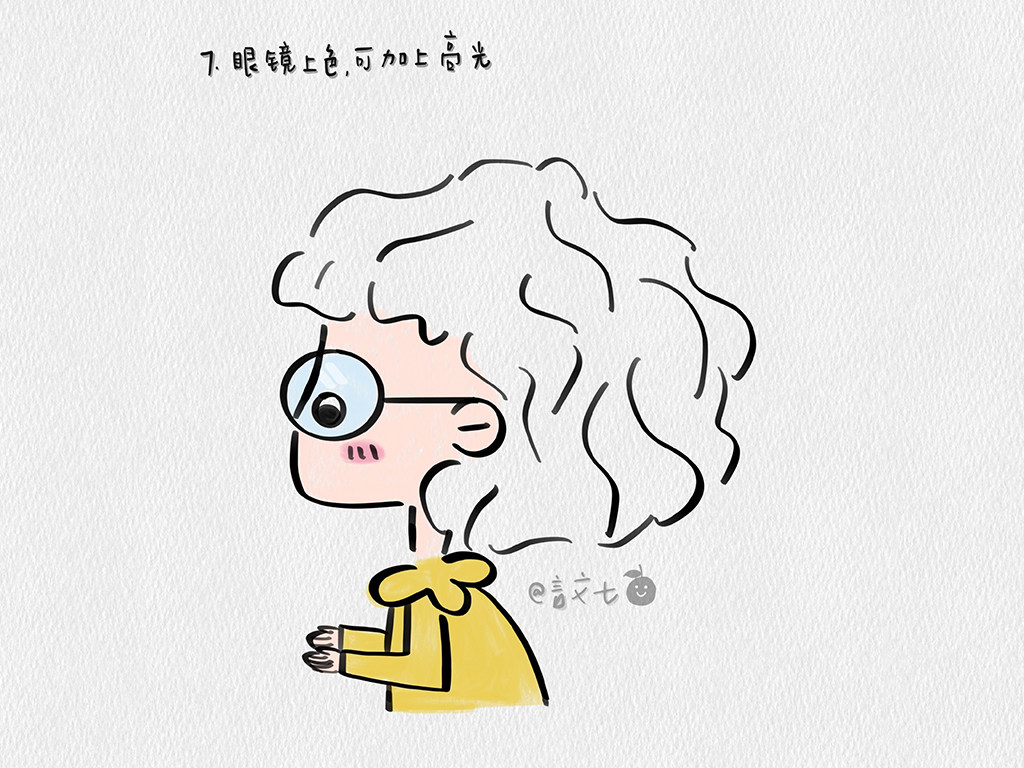 戴眼镜的小女孩侧面简笔画步骤