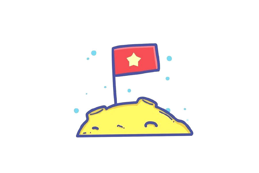 宇宙太空简笔画大全 月球上的国旗简笔画