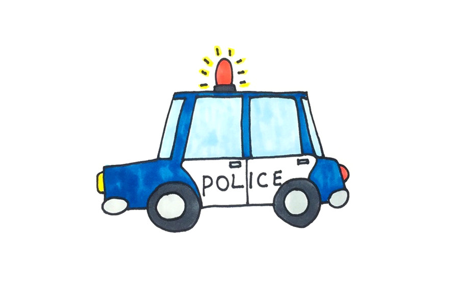 简单好画的卡通警车怎么画