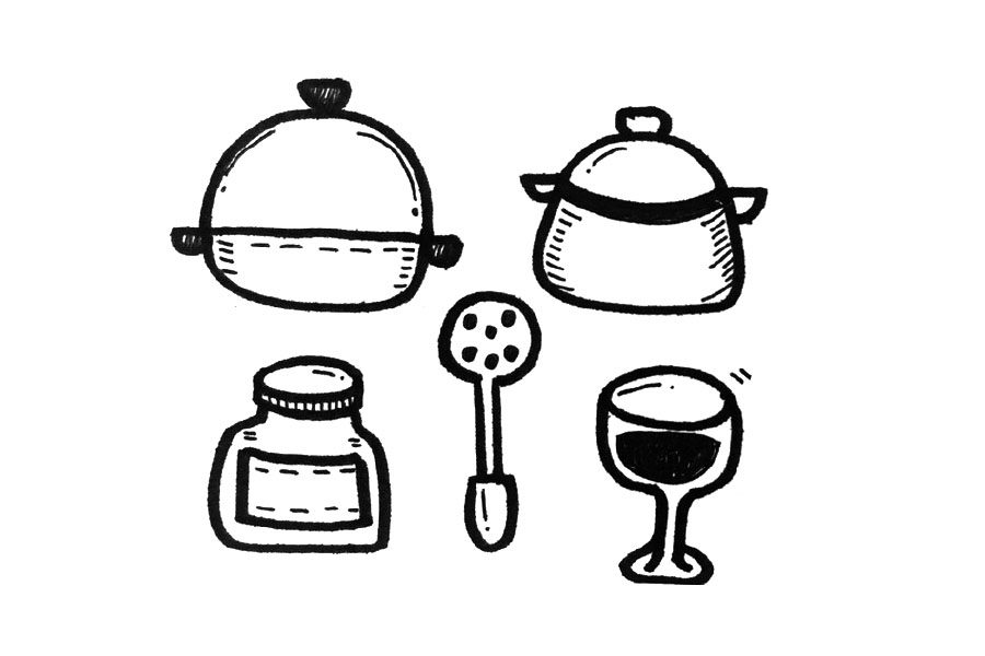 财米油盐酱醋茶 厨房用品简笔画