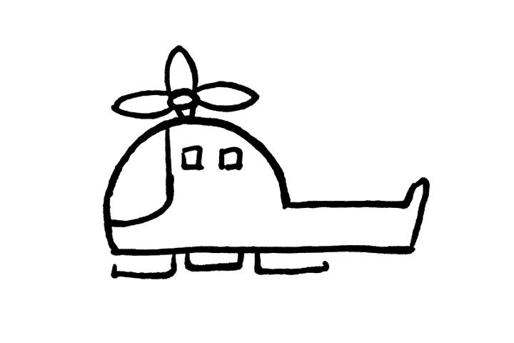 小型直升机简笔画画法步骤