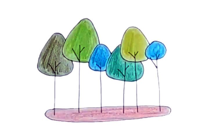 植树成林 植树节主题简笔画