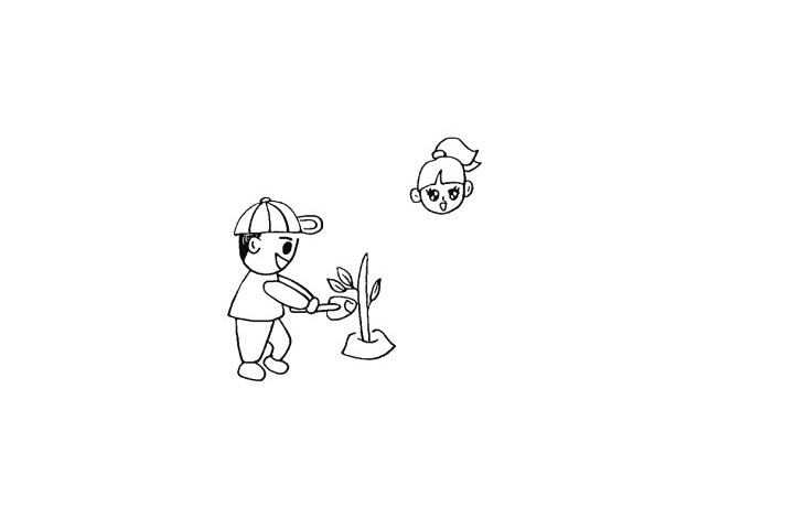 一起来植树吧植树节简笔画教程