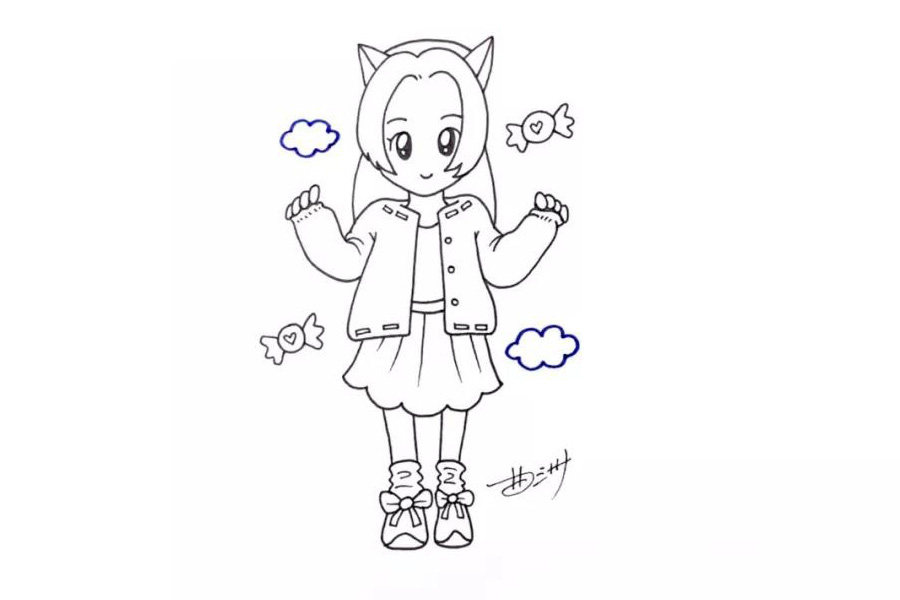 教你画出甜美的女生简笔画