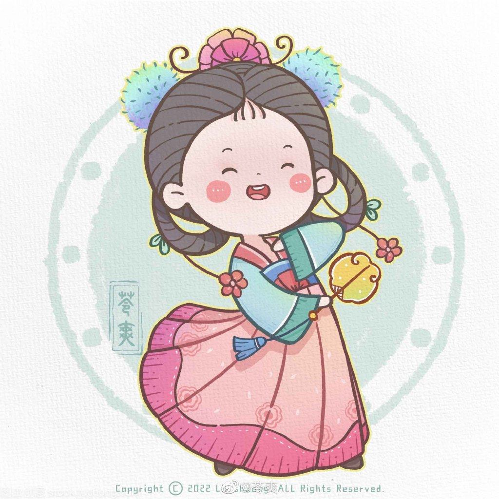 一组可爱古风人物简笔画图片