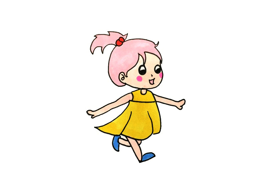可爱的小女孩简笔画步骤