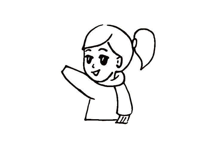 贴福字的小女孩简笔画教程步骤