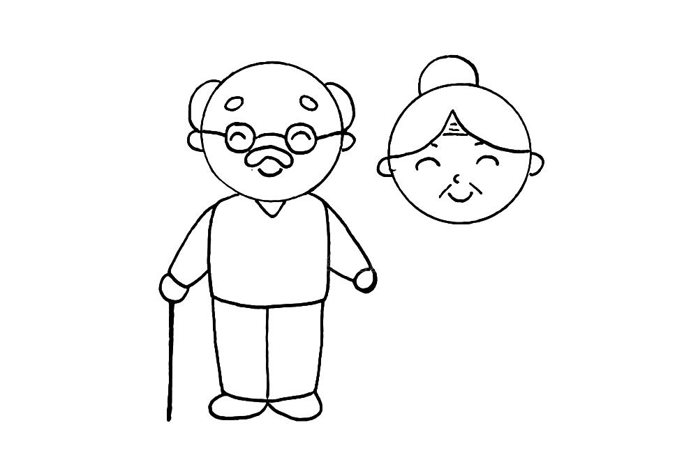 重阳节画幅慈祥的老人简笔画