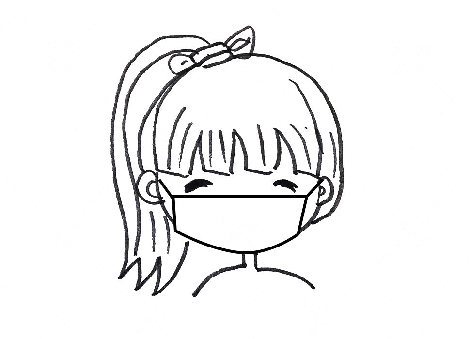 戴口罩的男孩女孩头像简笔画
