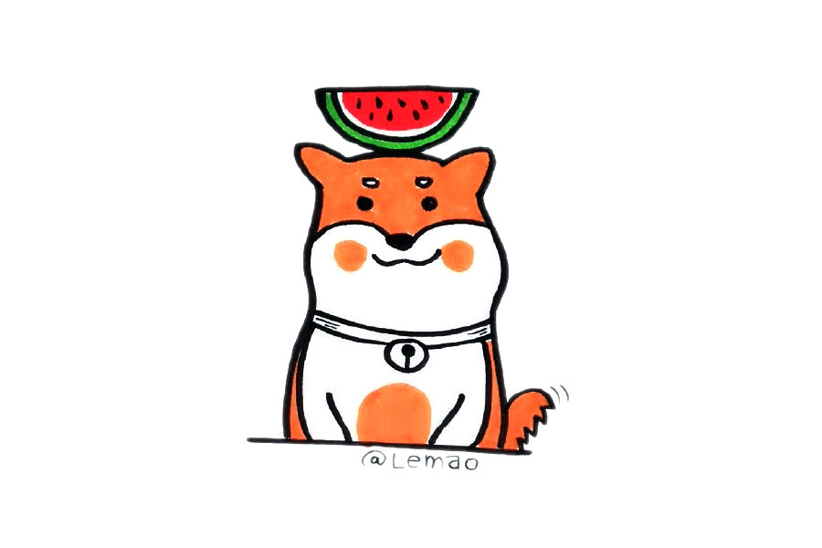 一组吃西瓜的小动物简笔画图片