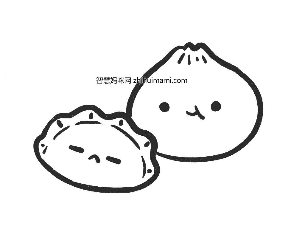 饺子包子超简单早餐简笔画教程